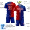 Custom Royal Red-White Gradient Line Sublimation Soccer Uniform Jersey