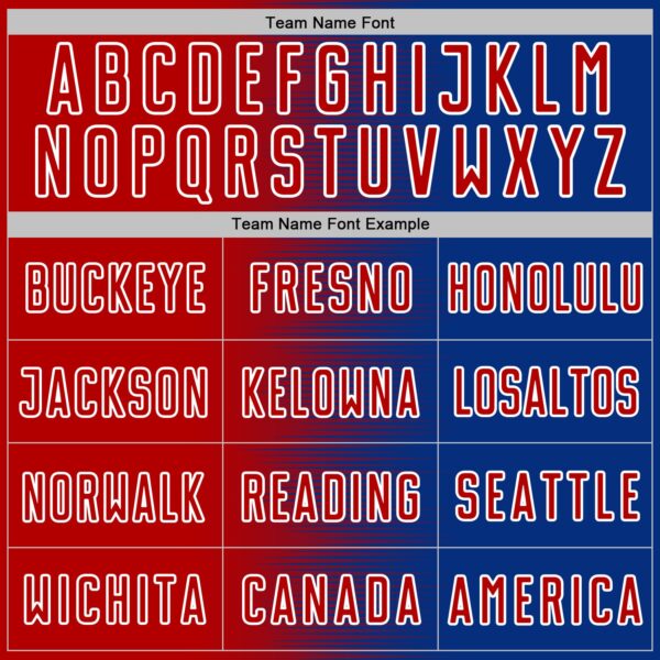 Custom Royal Red-White Gradient Line Sublimation Soccer Uniform Jersey