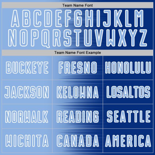 Custom Royal Light Blue-White Gradient Line Sublimation Soccer Uniform Jersey