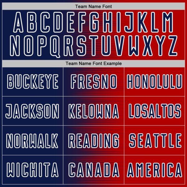 Custom Red Navy-White Gradient Line Sublimation Soccer Uniform Jersey