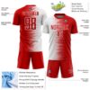 Custom Red White Gradient Line Sublimation Soccer Uniform Jersey