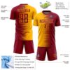 Custom Crimson Gold Gradient Line Sublimation Soccer Uniform Jersey