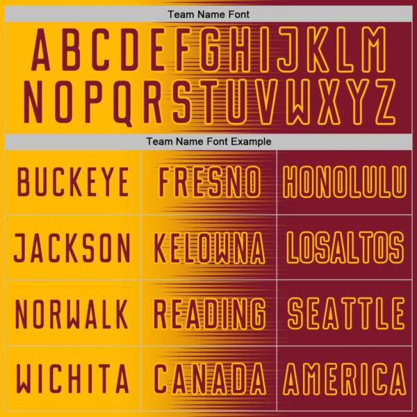 Custom Crimson Gold Gradient Line Sublimation Soccer Uniform Jersey