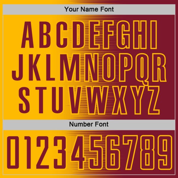 Custom Crimson Gold Gradient Line Sublimation Soccer Uniform Jersey