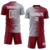 Custom Crimson Gray-White Gradient Line Sublimation Soccer Uniform Jersey