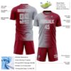 Custom Crimson Gray-White Gradient Line Sublimation Soccer Uniform Jersey