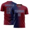 Custom Crimson Navy-White Gradient Line Sublimation Soccer Uniform Jersey