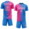 Custom Powder Blue Pink-White Gradient Line Sublimation Soccer Uniform Jersey