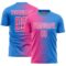 Custom Powder Blue Pink-White Gradient Line Sublimation Soccer Uniform Jersey