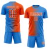 Custom Powder Blue Orange-White Gradient Line Sublimation Soccer Uniform Jersey