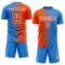 Custom Powder Blue Orange-White Gradient Line Sublimation Soccer Uniform Jersey