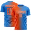 Custom Powder Blue Orange-White Gradient Line Sublimation Soccer Uniform Jersey
