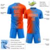 Custom Powder Blue Orange-White Gradient Line Sublimation Soccer Uniform Jersey
