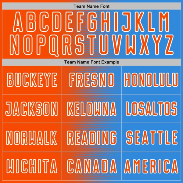 Custom Powder Blue Orange-White Gradient Line Sublimation Soccer Uniform Jersey