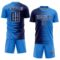 Custom Powder Blue Navy-White Gradient Line Sublimation Soccer Uniform Jersey