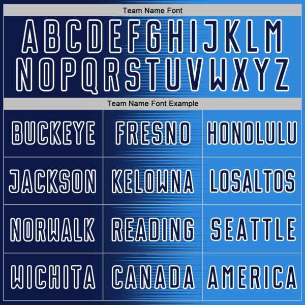 Custom Powder Blue Navy-White Gradient Line Sublimation Soccer Uniform Jersey