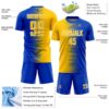 Custom Thunder Blue Yellow-White Gradient Line Sublimation Soccer Uniform Jersey