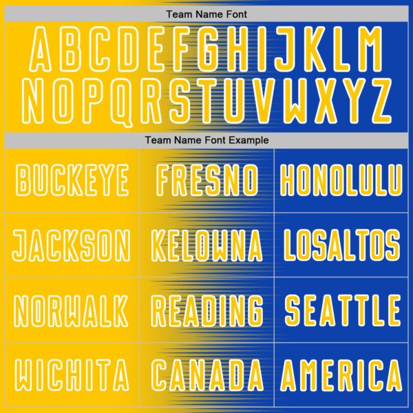 Custom Thunder Blue Yellow-White Gradient Line Sublimation Soccer Uniform Jersey