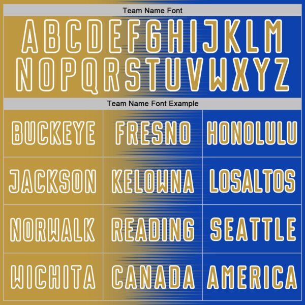 Custom Thunder Blue Old Gold-White Gradient Line Sublimation Soccer Uniform Jersey