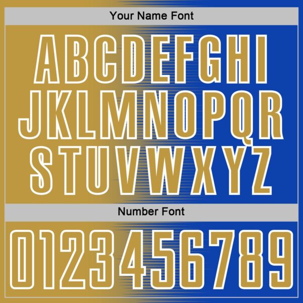 Custom Thunder Blue Old Gold-White Gradient Line Sublimation Soccer Uniform Jersey