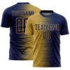 Custom Navy Old Gold Gradient Line Sublimation Soccer Uniform Jersey
