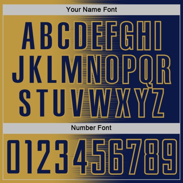 Custom Navy Old Gold Gradient Line Sublimation Soccer Uniform Jersey