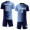 Custom Navy Light Blue-White Gradient Line Sublimation Soccer Uniform Jersey