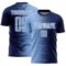 Custom Navy Light Blue-White Gradient Line Sublimation Soccer Uniform Jersey
