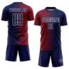 Custom Navy White-Crimson Gradient Line Sublimation Soccer Uniform Jersey