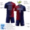 Custom Navy White-Crimson Gradient Line Sublimation Soccer Uniform Jersey