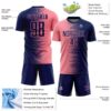 Custom Navy Medium Pink Gradient Line Sublimation Soccer Uniform Jersey