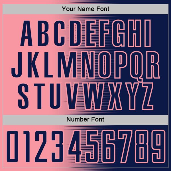 Custom Navy Medium Pink Gradient Line Sublimation Soccer Uniform Jersey