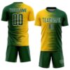 Custom Green White-Yellow Gradient Line Sublimation Soccer Uniform Jersey