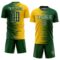 Custom Green White-Yellow Gradient Line Sublimation Soccer Uniform Jersey