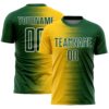 Custom Green White-Yellow Gradient Line Sublimation Soccer Uniform Jersey