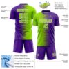 Custom Purple Neon Green-White Gradient Line Sublimation Soccer Uniform Jersey