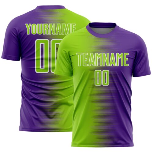 Soccer6618 Custom Purple Neon Green-White Gradient Line Sublimation Soccer Uniform Jersey