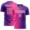 Custom Purple Pink-White Gradient Line Sublimation Soccer Uniform Jersey