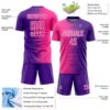 Custom Purple Pink-White Gradient Line Sublimation Soccer Uniform Jersey