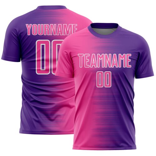 Soccer6619 Custom Purple Pink-White Gradient Line Sublimation Soccer Uniform Jersey