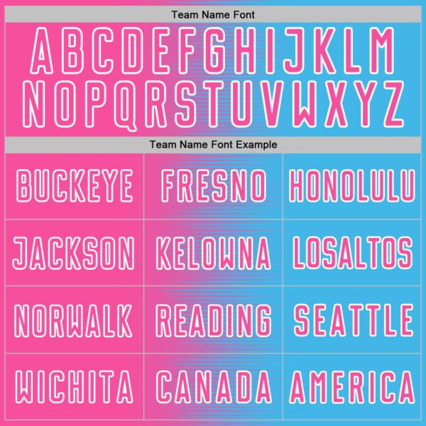 Custom Sky Blue Pink-White Gradient Line Sublimation Soccer Uniform Jersey