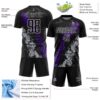 Custom Black White Purple-Gray Dripping Splatter Cracked Texture Sublimation Soccer Uniform Jersey