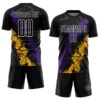 Custom Black White Purple-Gold Dripping Splatter Cracked Texture Sublimation Soccer Uniform Jersey
