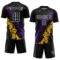 Custom Black White Purple-Gold Dripping Splatter Cracked Texture Sublimation Soccer Uniform Jersey