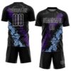 Custom Black White Purple-Light Blue Dripping Splatter Cracked Texture Sublimation Soccer Uniform Jersey