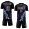Custom Black White Purple-Light Blue Dripping Splatter Cracked Texture Sublimation Soccer Uniform Jersey