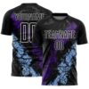 Custom Black White Purple-Light Blue Dripping Splatter Cracked Texture Sublimation Soccer Uniform Jersey