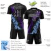 Custom Black White Purple-Light Blue Dripping Splatter Cracked Texture Sublimation Soccer Uniform Jersey