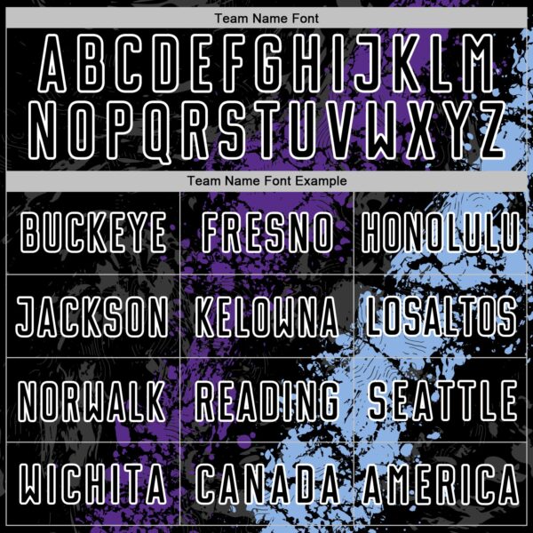 Custom Black White Purple-Light Blue Dripping Splatter Cracked Texture Sublimation Soccer Uniform Jersey