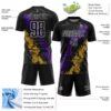 Custom Black White Purple-Old Gold Dripping Splatter Cracked Texture Sublimation Soccer Uniform Jersey
